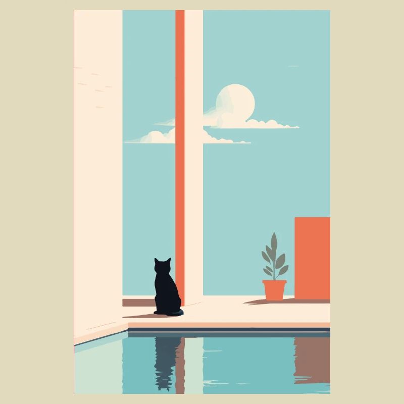 cat by the pool
