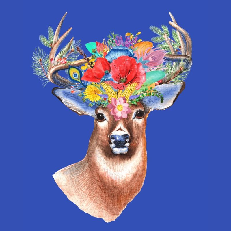 Hirsch mit Blumen