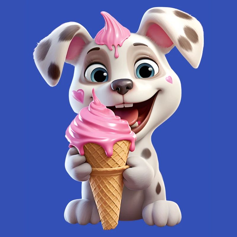 Hund mit Eiscreme