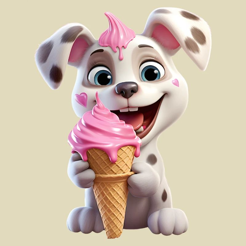 Hund mit Eiscreme