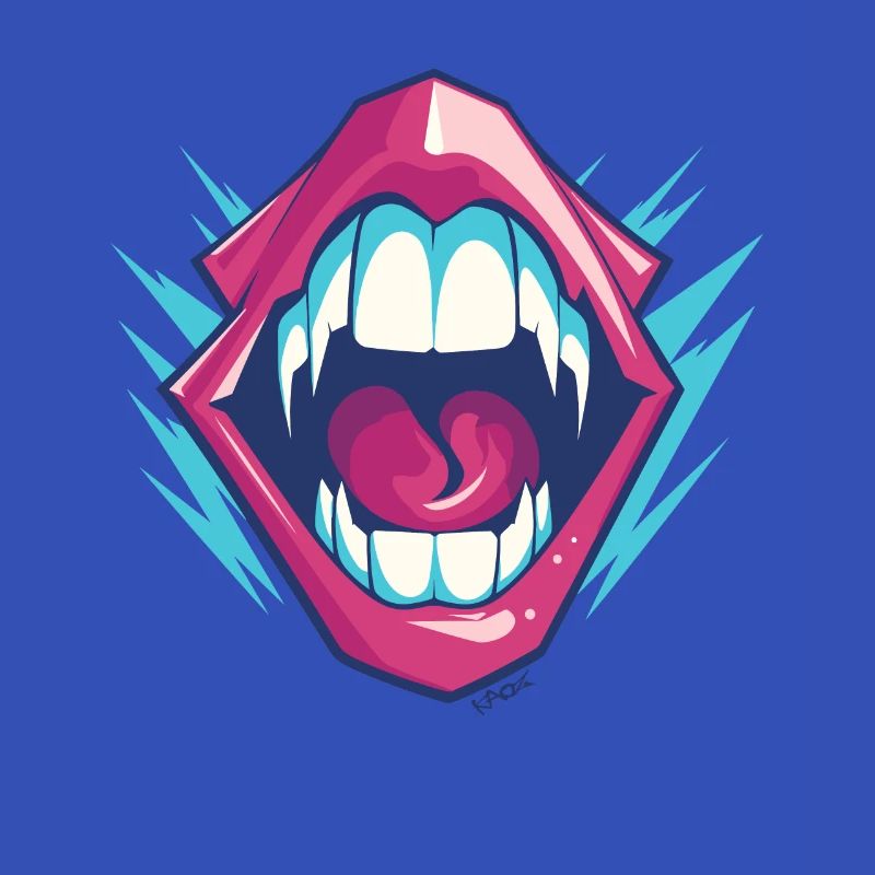 Dentition de vampire aux dents acérées