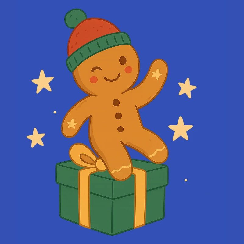 Lebkuchenfigur auf Geschenkbox