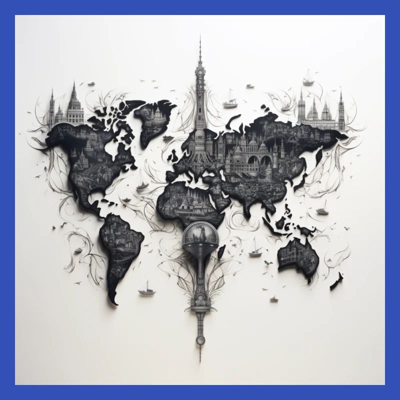 world map black and withe