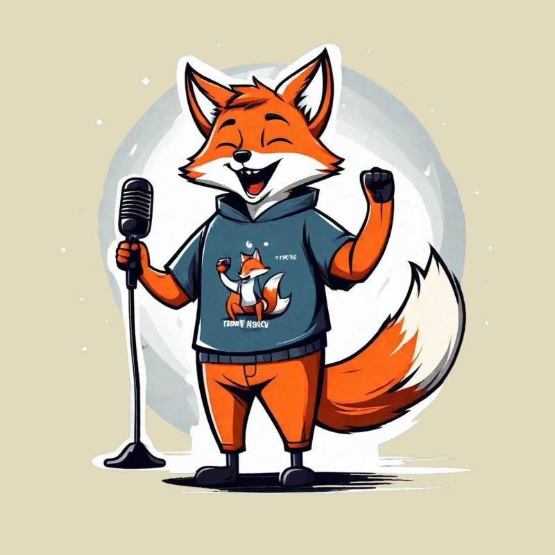Singing fox singer with microphone