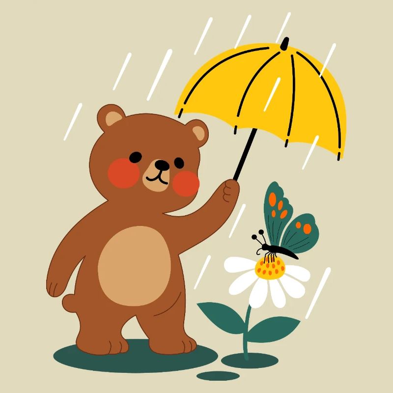  Bär mit regenschirm