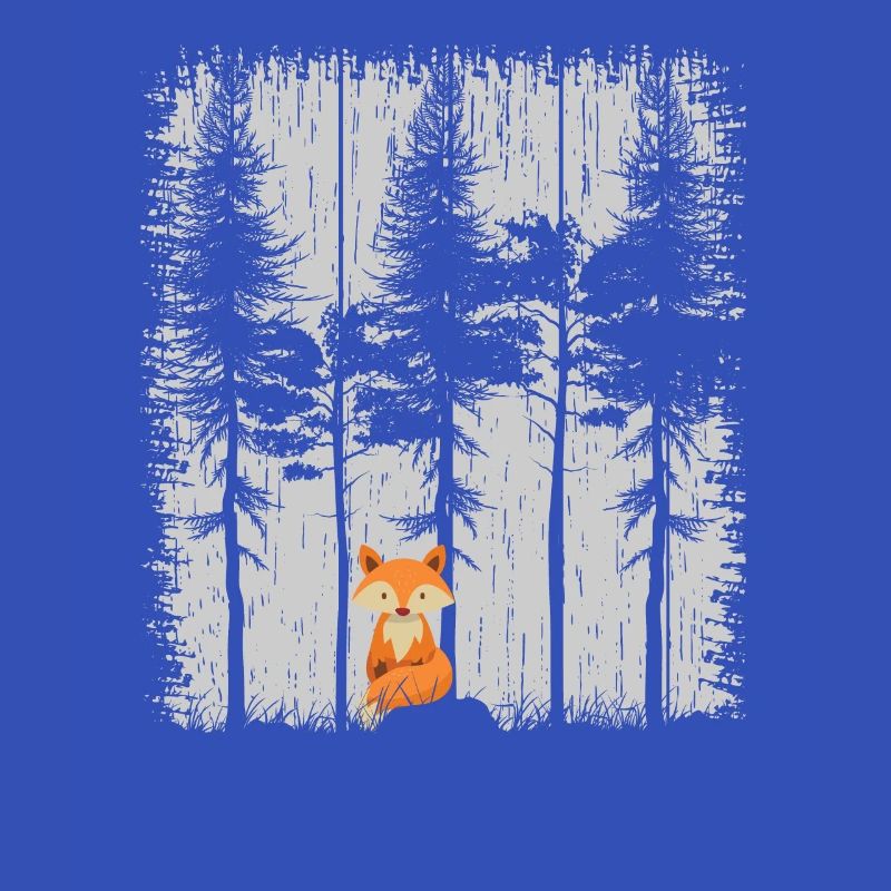 Fox in the Forest Retro Pattern Vintage Tree Forest Funny
