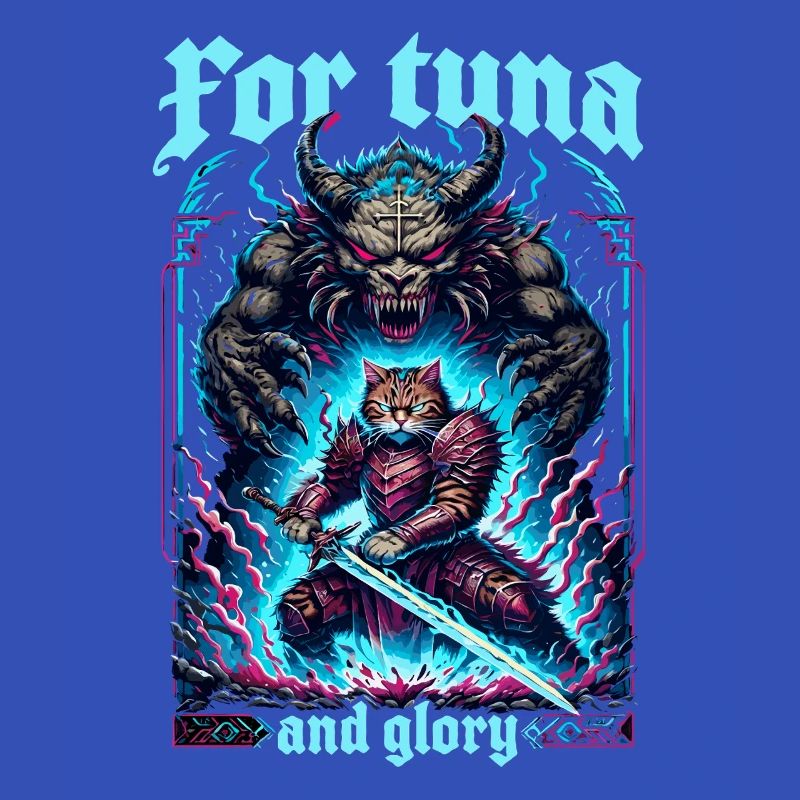 Medieval Cat Tuna Artwork Glory Glory