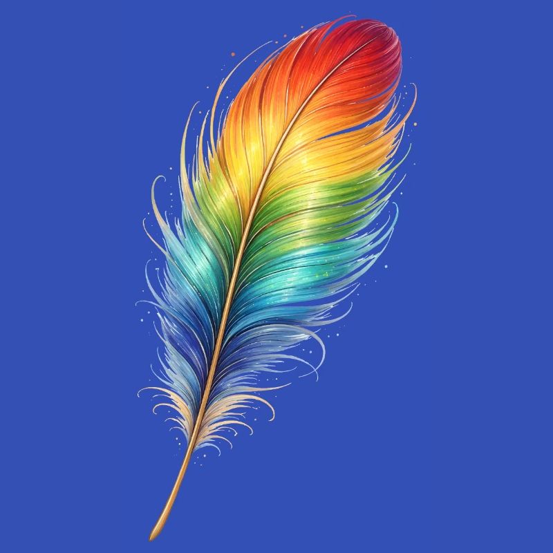 Bunte Feder Regenbogen Boho Design