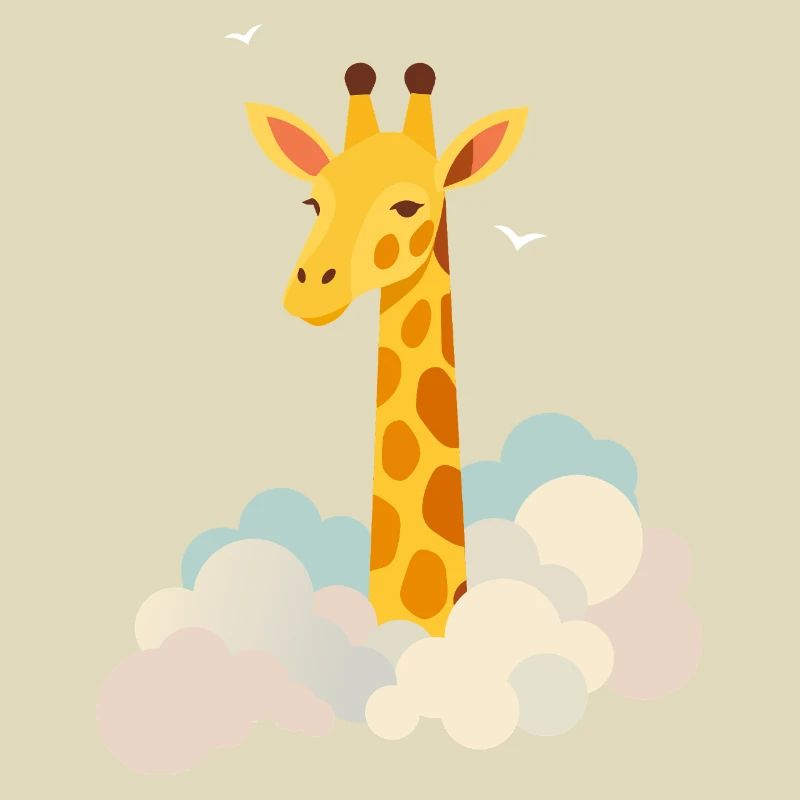 Sanfte Giraffe über den Wolken – Traumhaftes Motiv