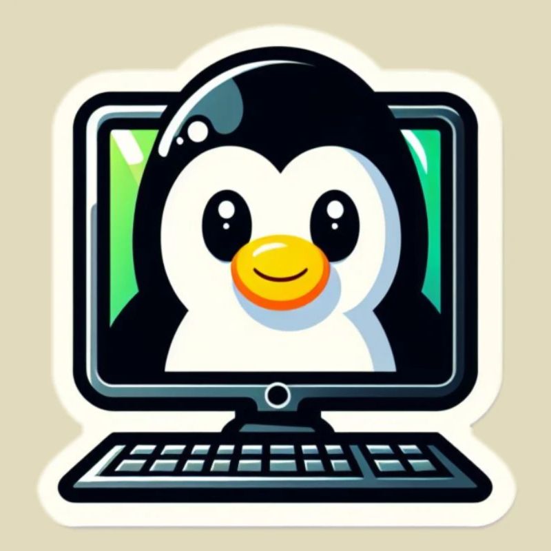 Linux Computer mit Pinguin süß
