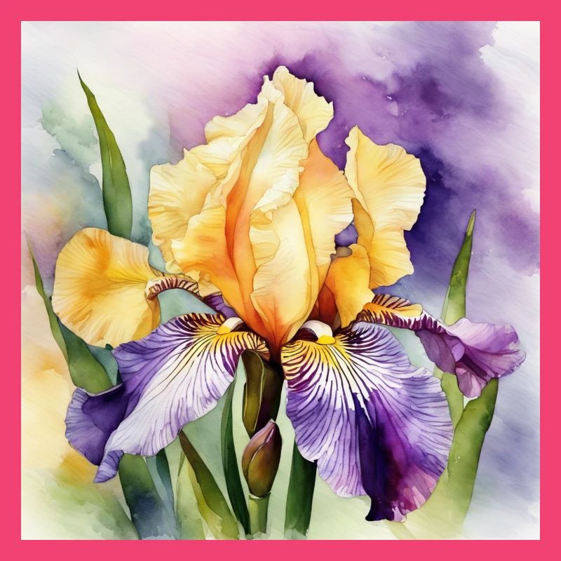 Iris iris violet orange | Conception à l’aquarelle