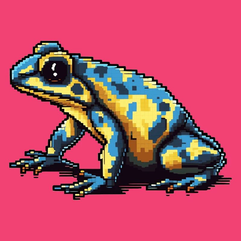 Farbenfroher Retro Pixel Pfeilgiftfrosch in 8 Bit