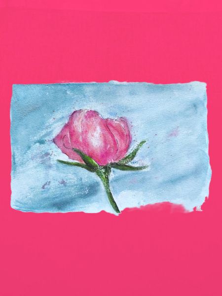 Aquarell Rose auf Himmelblau