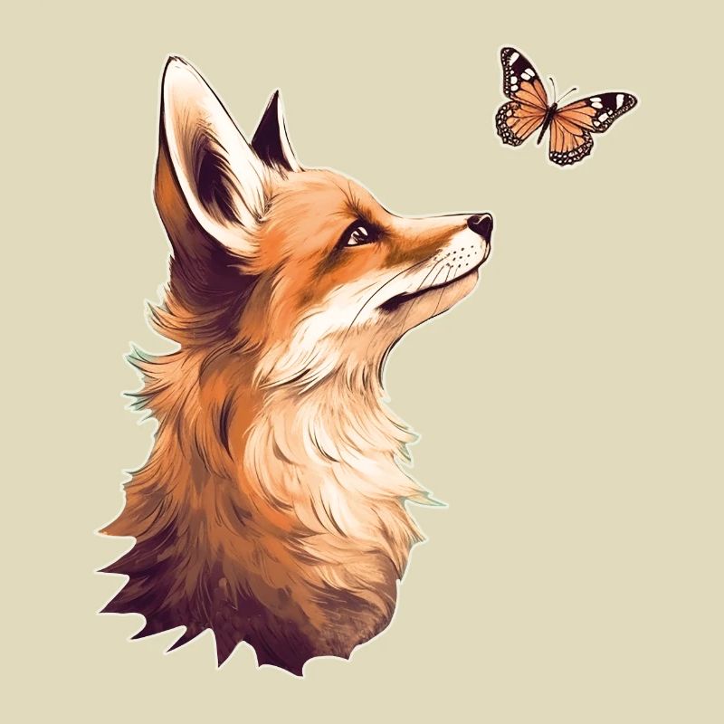 Fuchs mit Schmetterling
