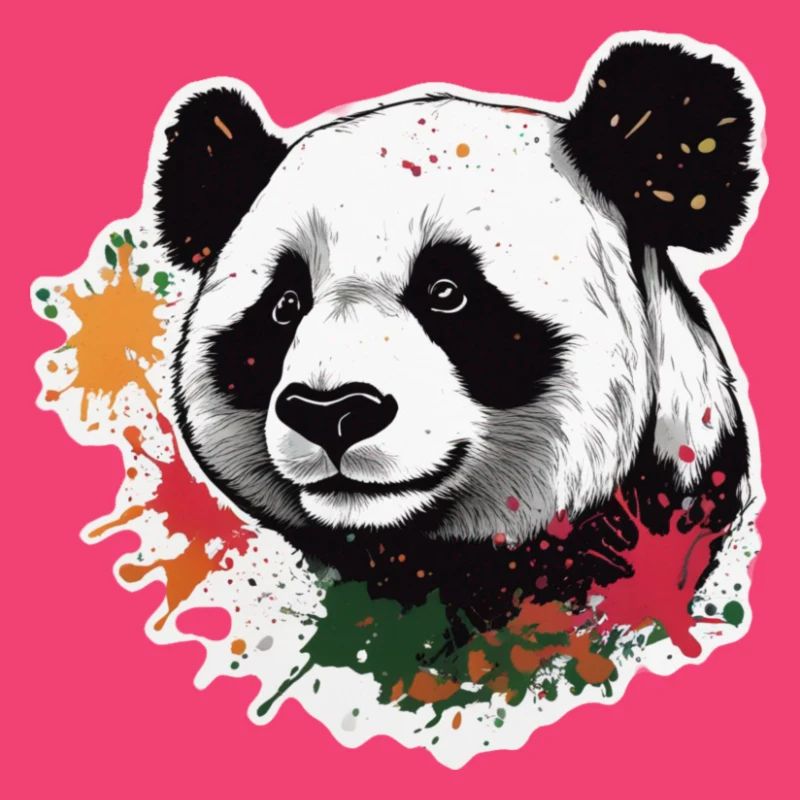 Panda géant avec éclaboussures de peinture