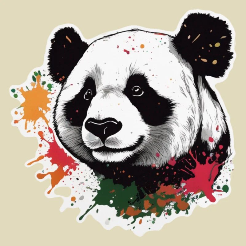 Panda géant avec éclaboussures de peinture