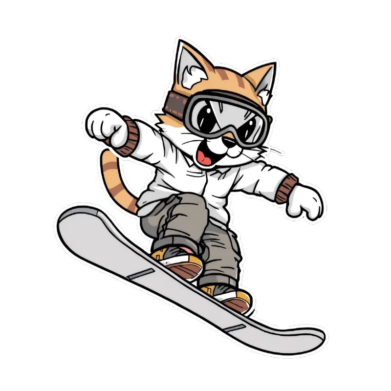 Cooles Schneeboard-Katzen-Design