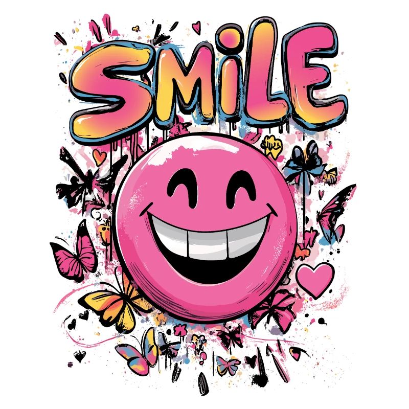 Smile crazy Graffity art style pink