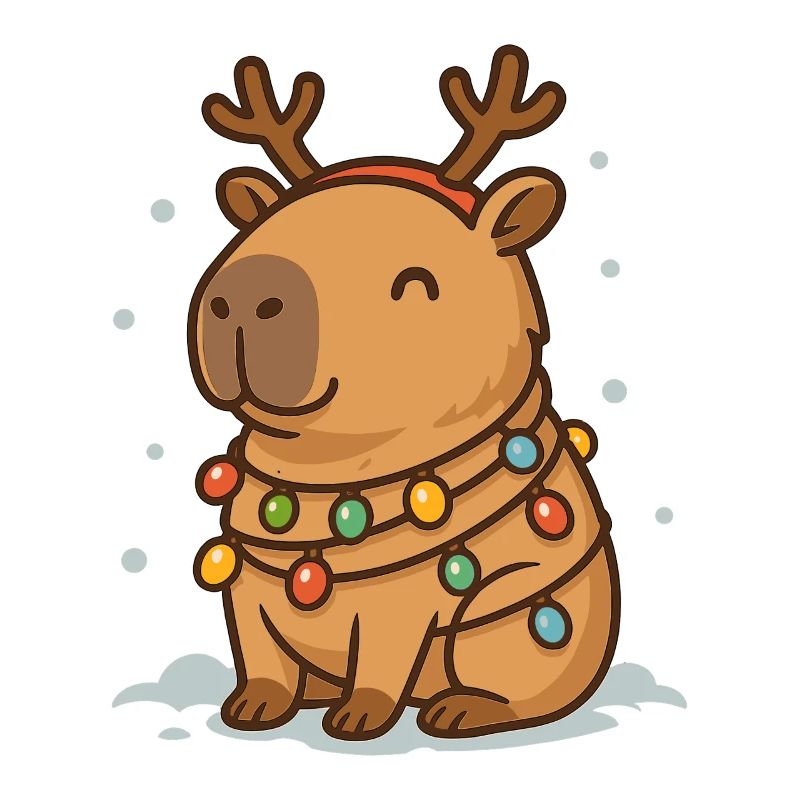 ✨ Rentier-Capybara mit Lichterkette 🎄