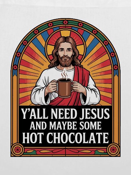 Jesus mit Kaffee und Kakao