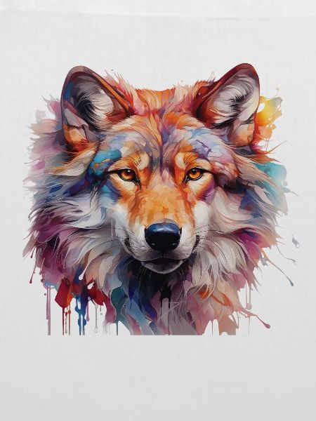 Bunter Wolf – Abstraktes Tierportrait Design