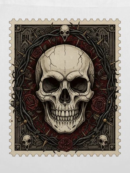 Totenschädel Krone aus Rosen Gothic Kunst