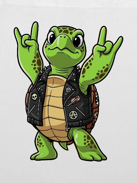 Rock'n'Roll Schildkröte trägt Lederjacke