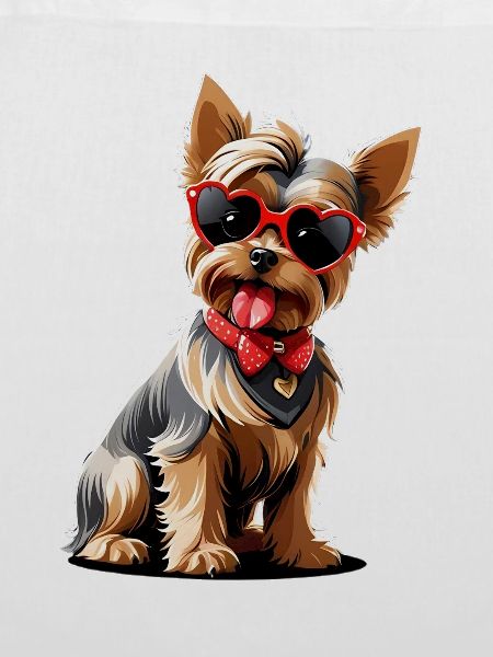 Yorkie mit Herzsonnenbrille