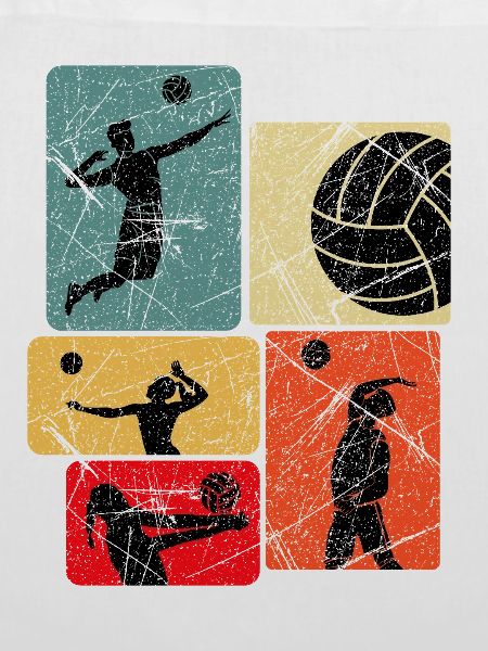 Volleyball Silhouetten Retro Farbblöcke