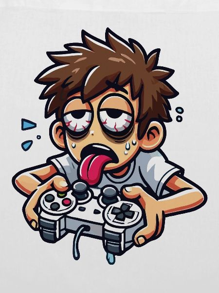 Erschöpfter Gamer in Aktion