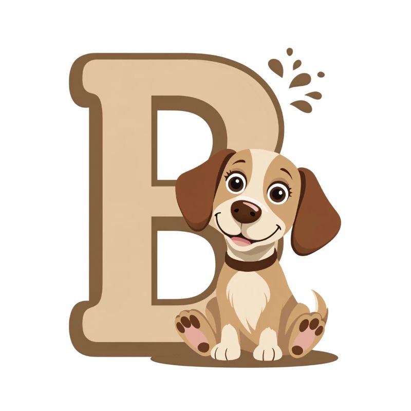Buchstabe B mit Hundemotiv