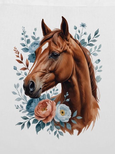 Pferd mit Blumenkranz