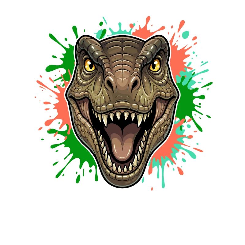 T-Rex Neon Paint Splatter Kopf