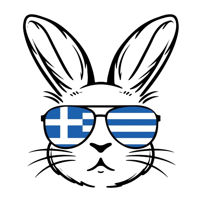 Drapeau grec de Pâques Lapin de Pâques