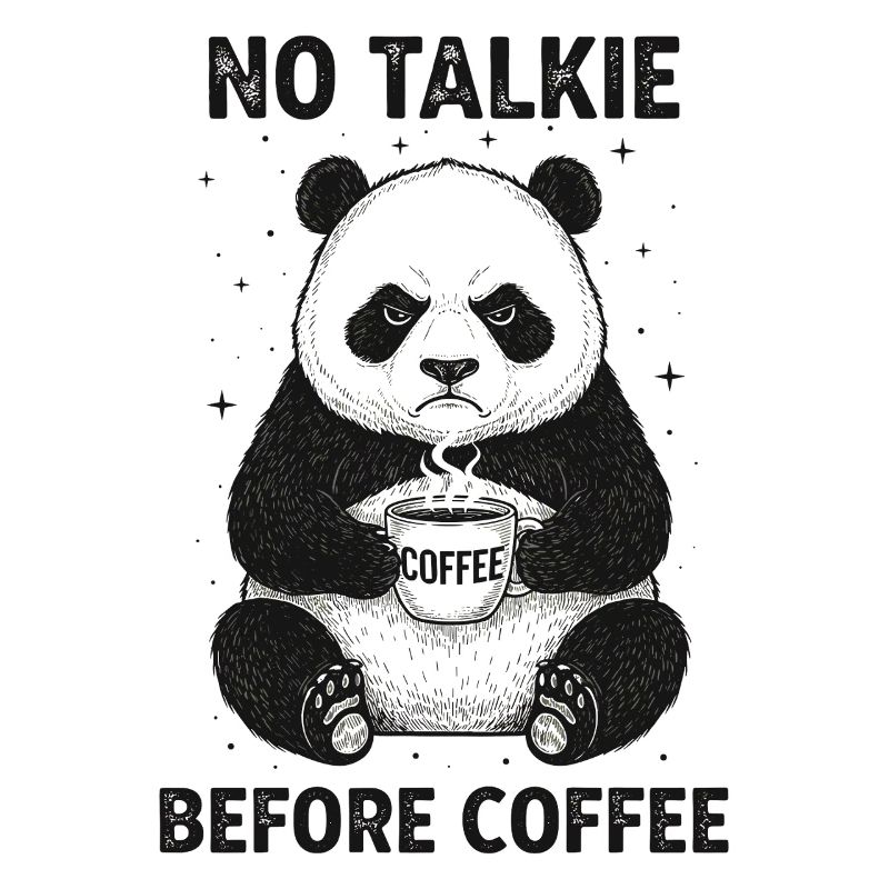 Pas de conversation devant un panda amateur de café