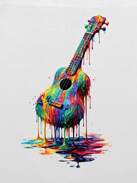 Ukulele with dripping paint