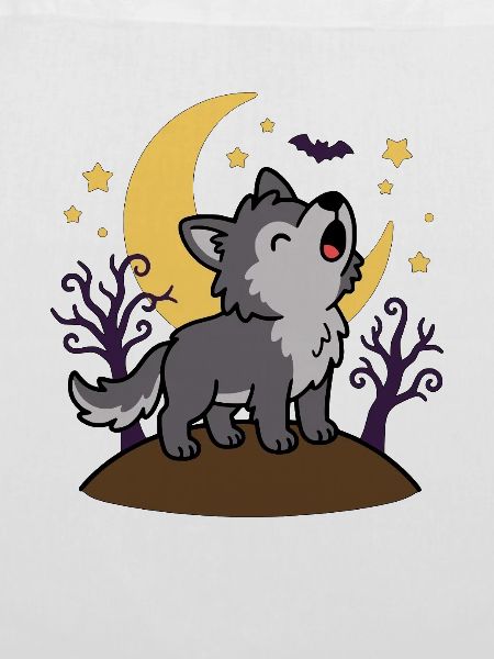 Süßer Heulender Wolf Halloween-Mond