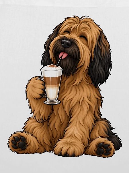 Briard mit Latte Macchiato
