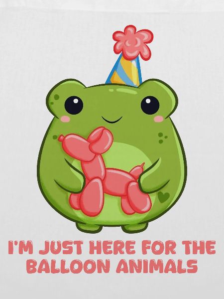 Fröhlicher Frosch mit Ballontier mit Spruch