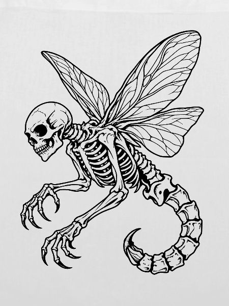 Geflügeltes Skelettskorpion – Gotische Kreatur