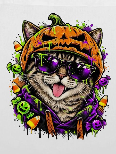 Halloween Katze mit Kürbiskopf