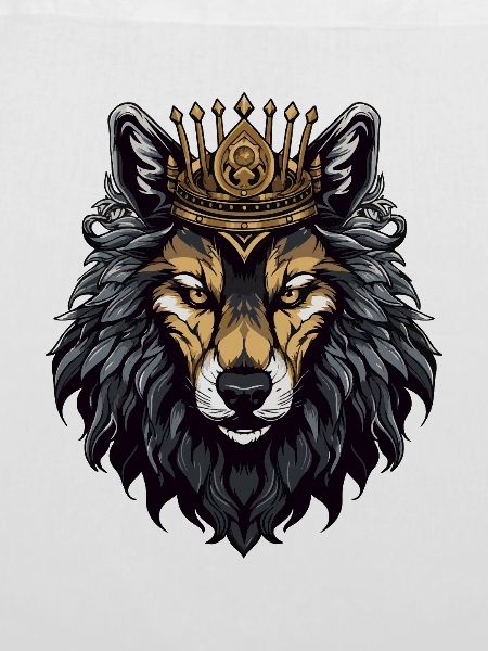 Wolf Kopf mit Krone
