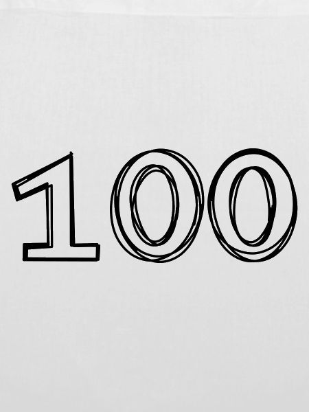 Zahl 100 handgezeichnet