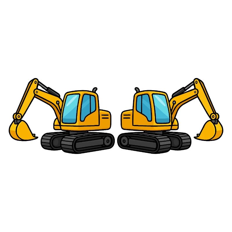 Silhouette de machine de construction double