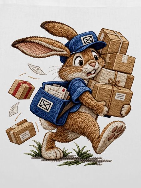 Hase als Paketbote  