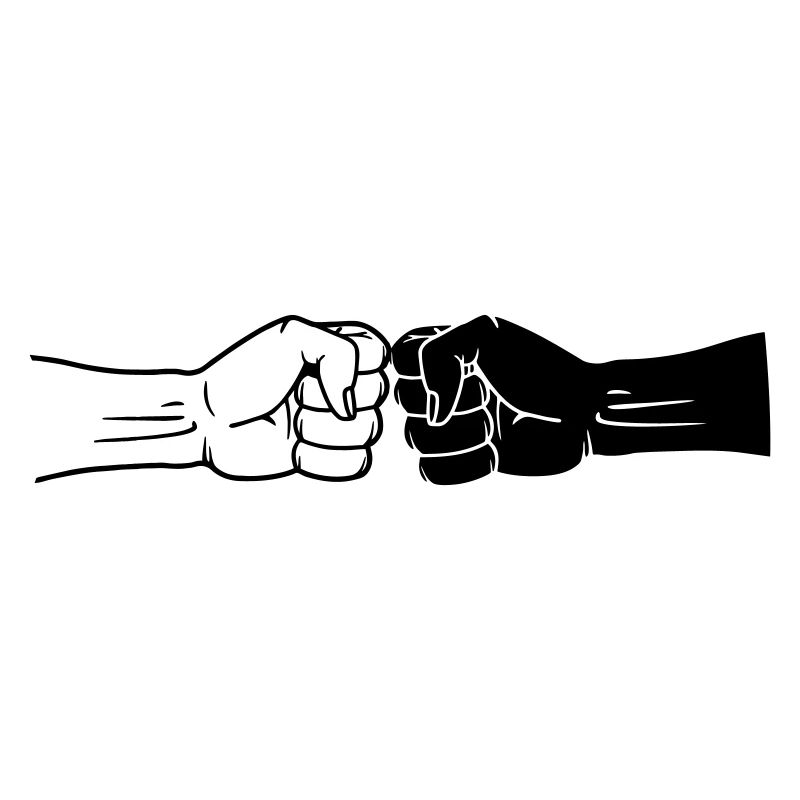 Fists black and white work together