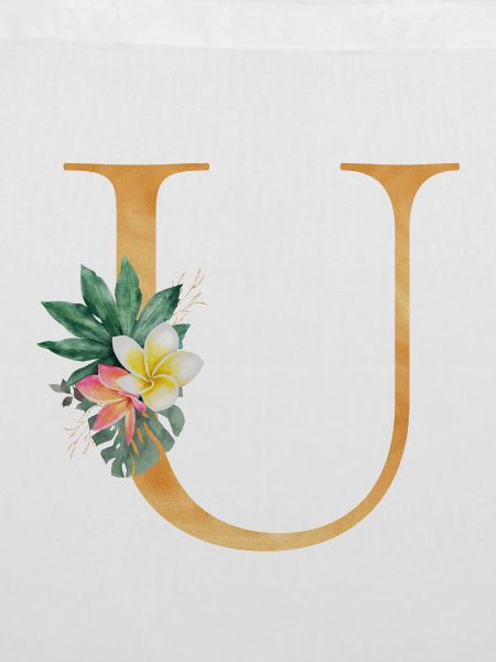 Personalisierbar Monogramm U Tropisch Botanik