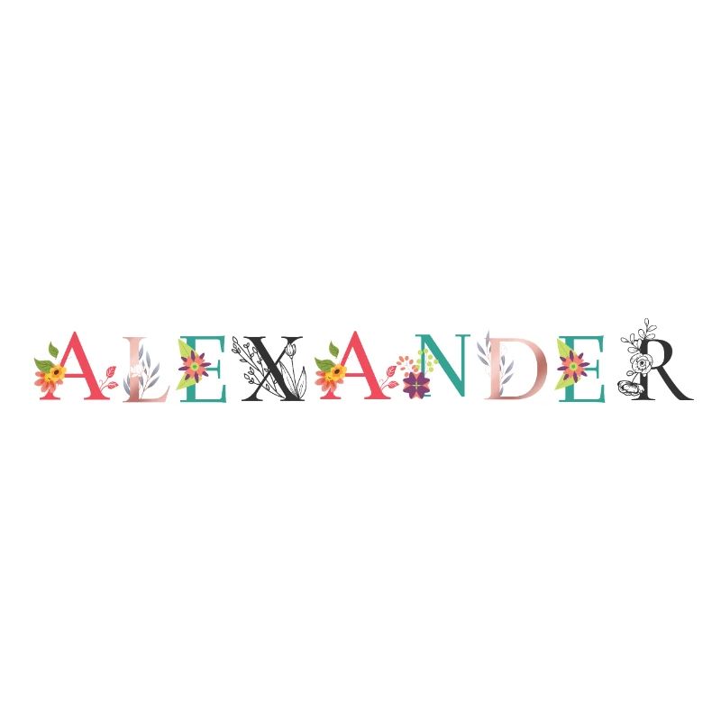 ALEXANDER Nom Art avec fleurs brodées