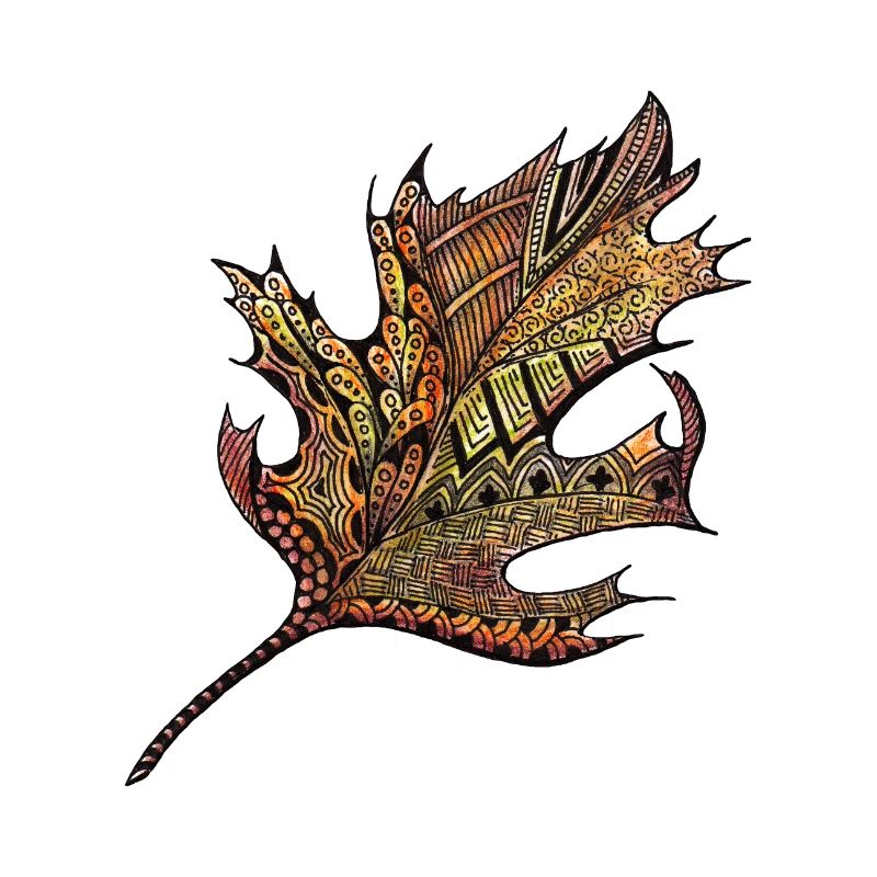 Herbstblatt Doodle Handgemalt
