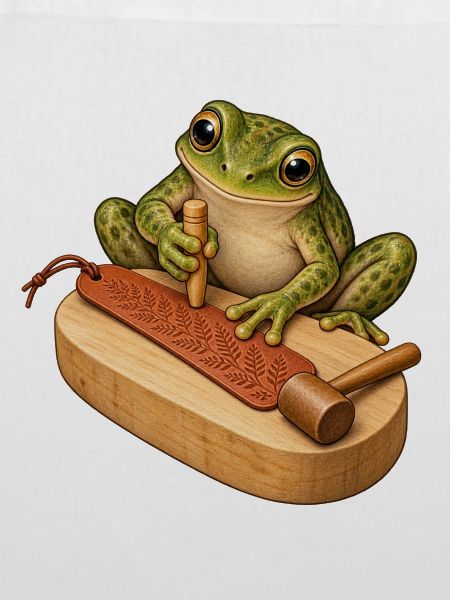 Frosch prägt ein Leder-Lesezeichen